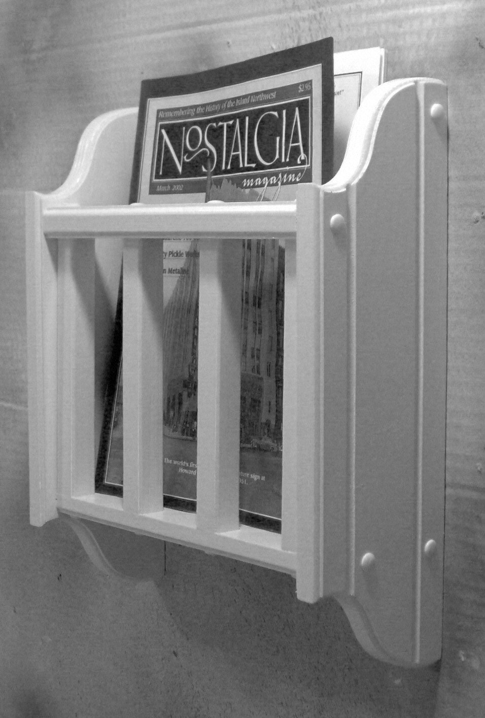 White magazine, literature holder wall mount