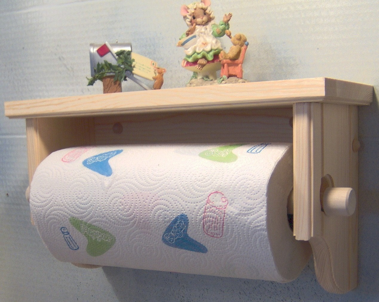 Unfinished - Paper Towel Holder with Shelf