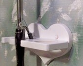 White Hair dryer two curling iron holder wood Heart