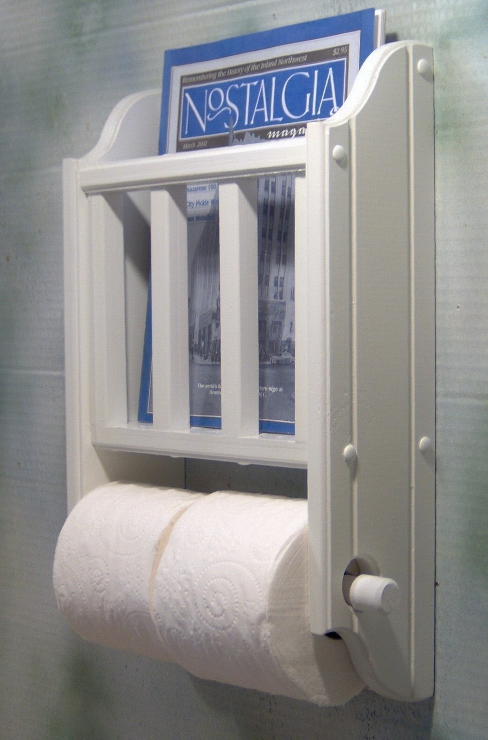 Choose your color Magazine Rack with Toilet Paper tissue Holder made in the USA