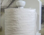 White wood vertical toilet paper holder