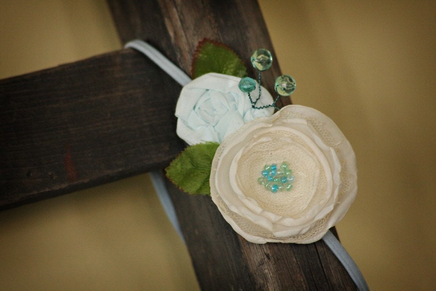 blue skies - a handmade textile art headband, on SALE
