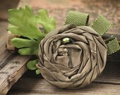 forest maiden - a rustic, mossy color, fabric floral hair adornment