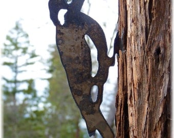 WOODPECKER Lifesize CNC Metal Tree Garden Art Made in Oregon USA