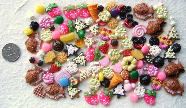 WHOLESALE Japanese 100 SWEETS Mix Cabochons Charms SET 8