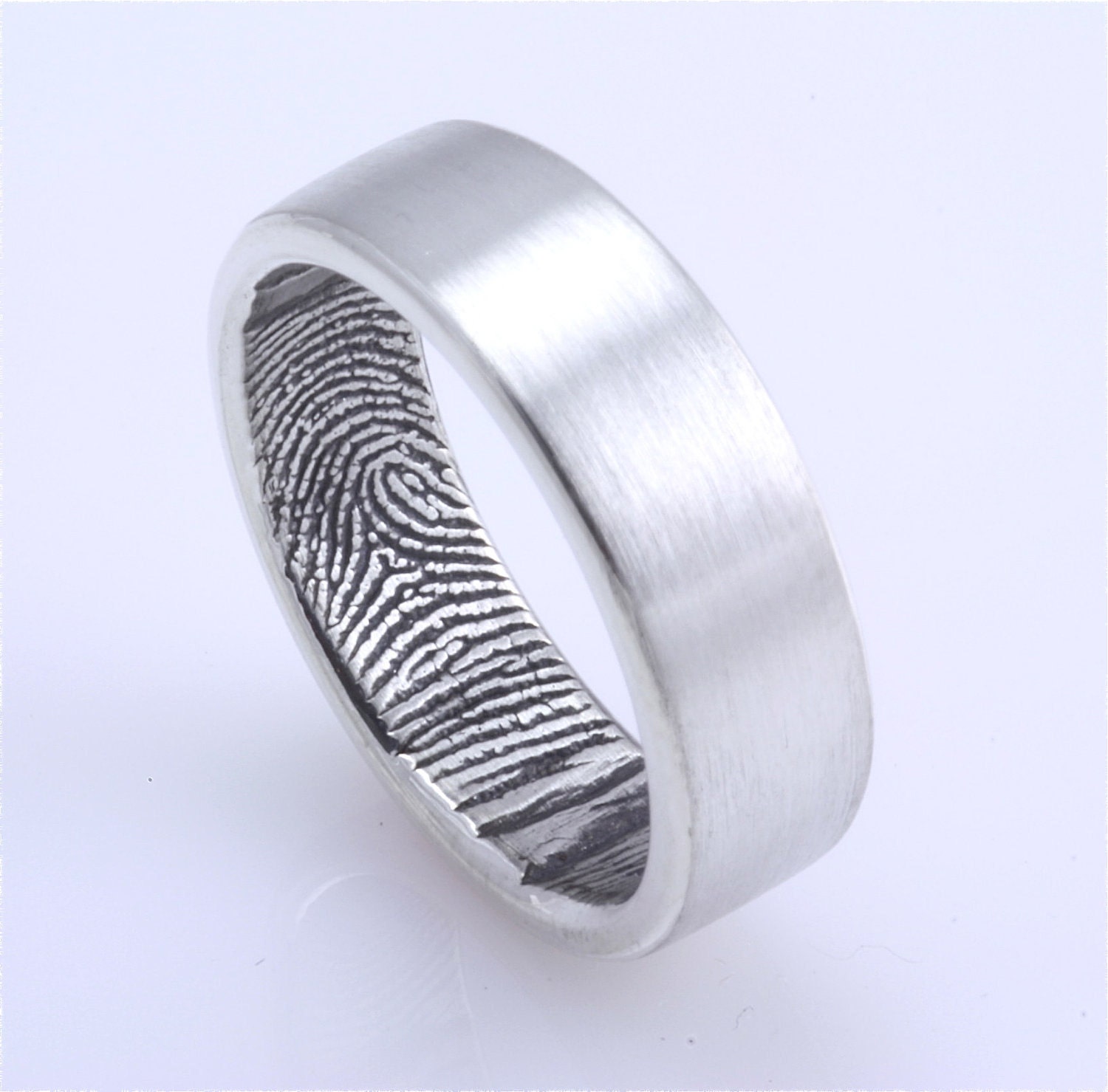 THE Original 6mm Custom Fingerprint Ring in Sterling Silver with High Polish Exterior