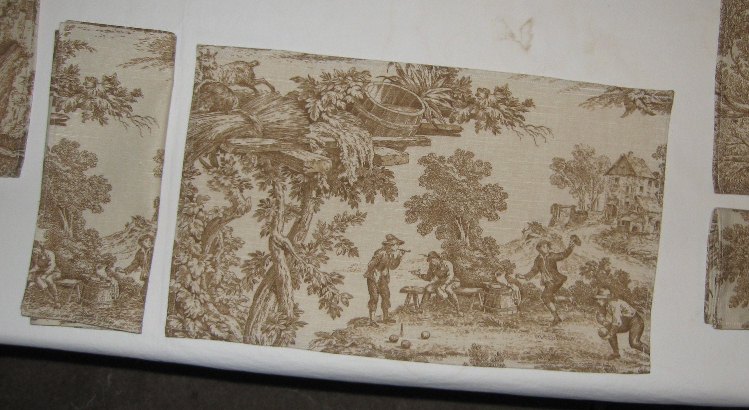 Brown Laura Ashley Toile Placemats and Napkins