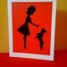 French Bulldog and Pin Up Silhouette Blank Note Card