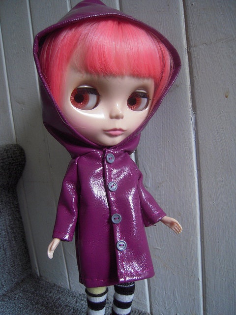 Purple Raincoat with Gray Buttons 2