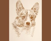 Welsh Corgi - Artist Kline draws his dog art using only words. Signed 11x17 Lithograph 133/500 - Your Dogs Name added Free