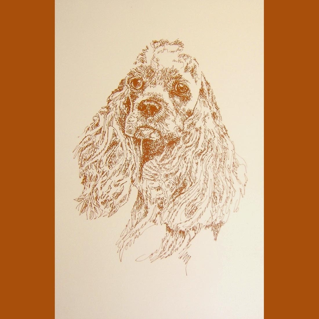 Cocker Spaniel - Artist Kline draws his dog art using only words. Signed 11x17 Lithograph 133/500 - Your Dogs Name added Free