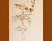 Chihuahua - Artist Kline draws dog art using only words. Signed 11x17 Lithograph 87/500 - Artist Will Add Your Dogs Name Into Art Free