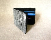 skinny wallet - faux bois - black and white woodgrain print vegan wallet