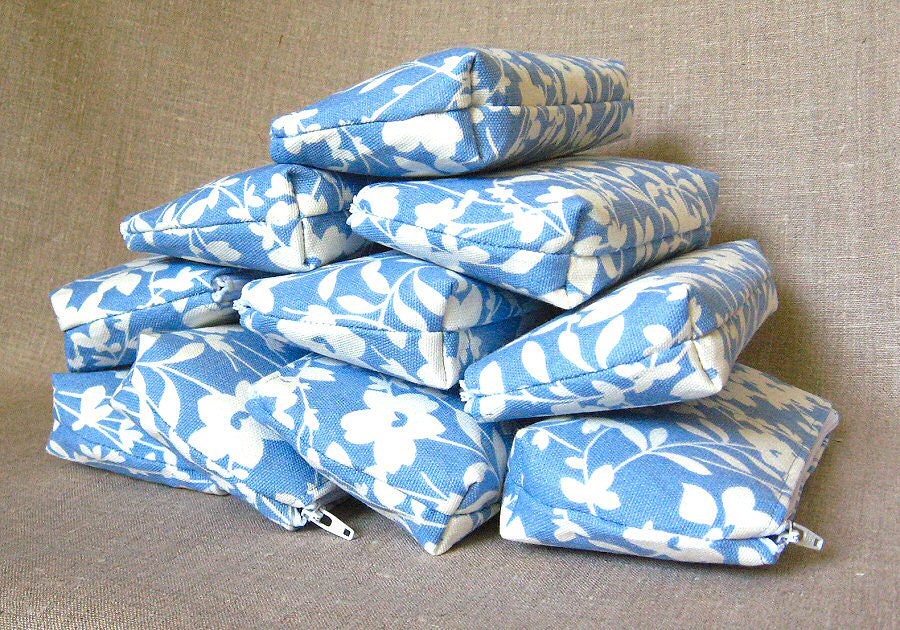 custom bridesmaid gifts - set of 10 zipper pouches - your choice fabrics