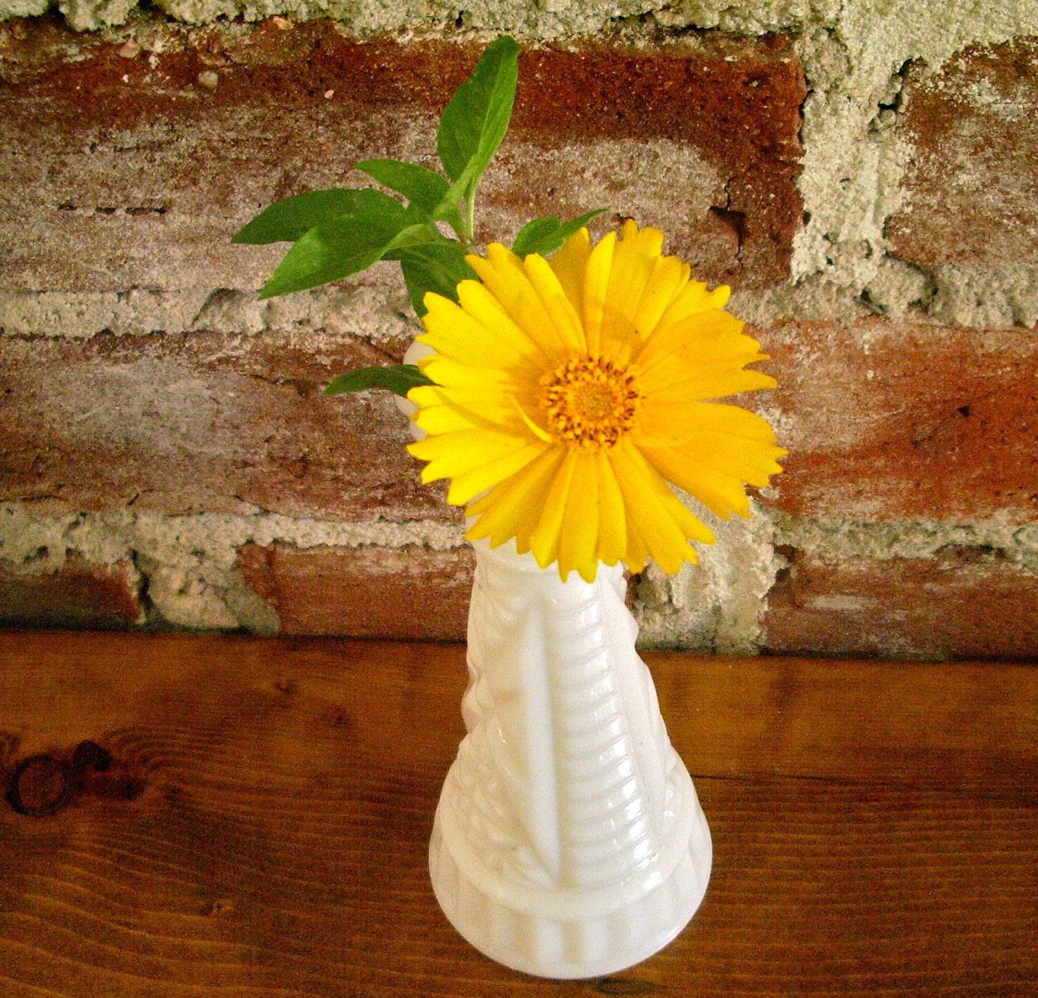 I've Got Your Smile Covered- Vintage Small Milk Glass Vase