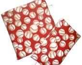 Reusable Sandwich and Snack Bag-Baseballs on Red