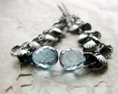 Wire wrapped quartz earrings, shells on a chain, antiqued silver, ocean wedding - Shell Seekers
