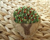 Hand Embroidered Apple Tree Pin