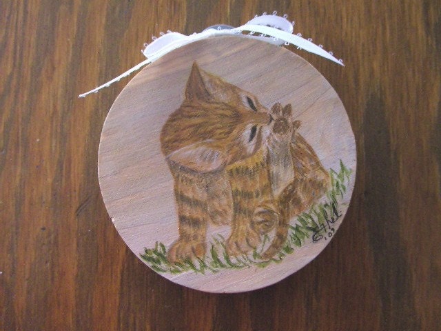 Cute kitty painted wooden plaque