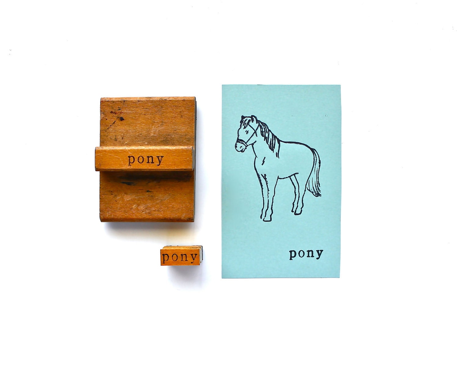 P is for Pony - Vintage Wooden Word and Image Stamps