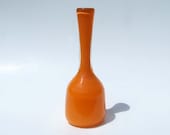 Bottle Vase in Tangerine Orange - Handblown Glass