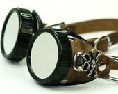 SALE Brown Leather Skull and Bones Goggles