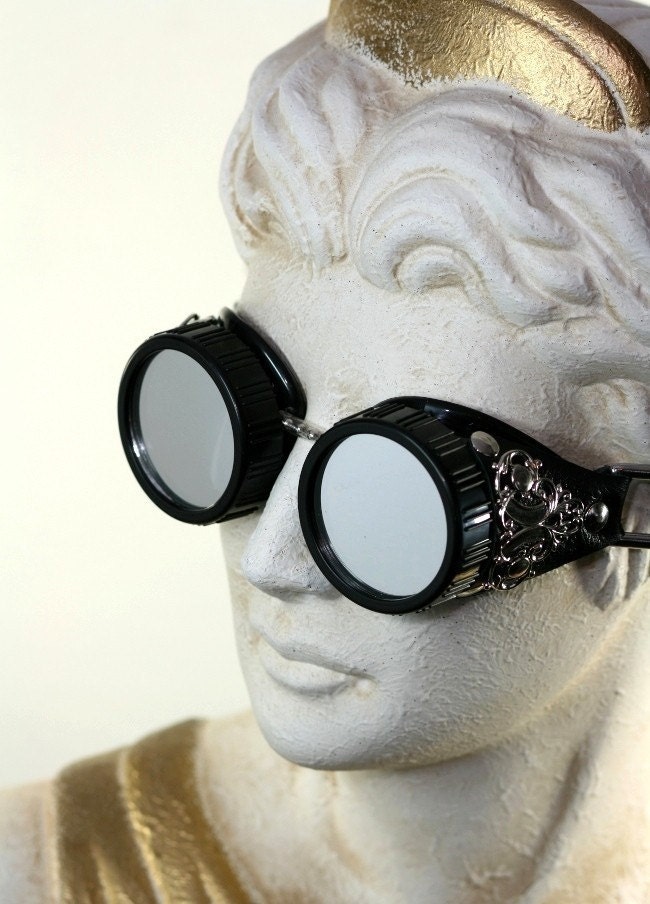 STEAMPUNK Goggles Black and Silver