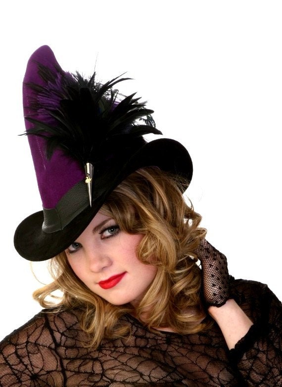 Halloween Witch Hat in Leather - Broom Rider