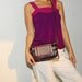Burgundy Brown Leather Clutch with Tribal Embroidery LAST ONE