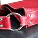 red leather tote bag