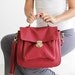 red leather handbag - red leather purse - can be worn as shoulderbag and messenger - fits all ipads
