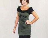 Army Green CBGB Punk Rock - Reconstructed Upcycled T-Shirt Dress  - Made to Order