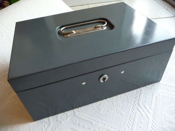 Cash Box Vintage Steelmaster Cash Box No 92 Gray Industrial Metal Art Steel Company Storage Office No KeyGrey Cash Box Unique