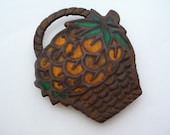 Vintage Trivet Metal Fruit Basket Trivet Housewares Unique Home Decor Kitchen Hot Plate Rusty Aged