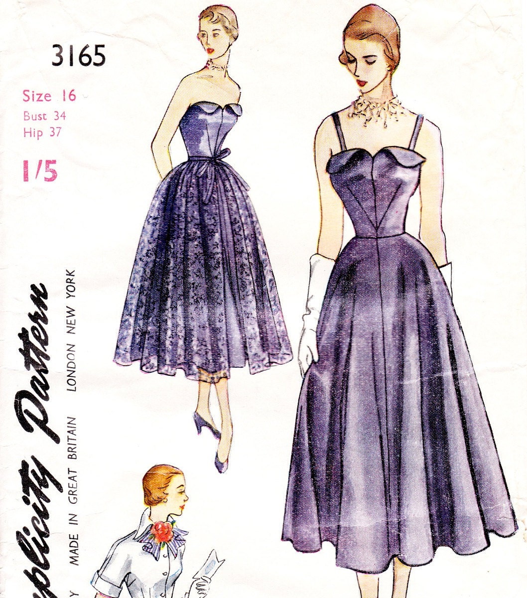 Vintage 50s sewing dress and jacket pattern - Simplicity 3165 - Bust 34