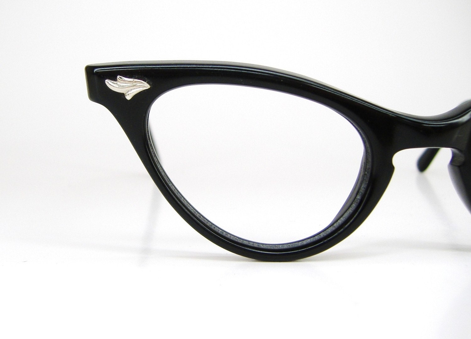 Vintage 50s Black Cat Eye Eyeglasses Frame NOS
