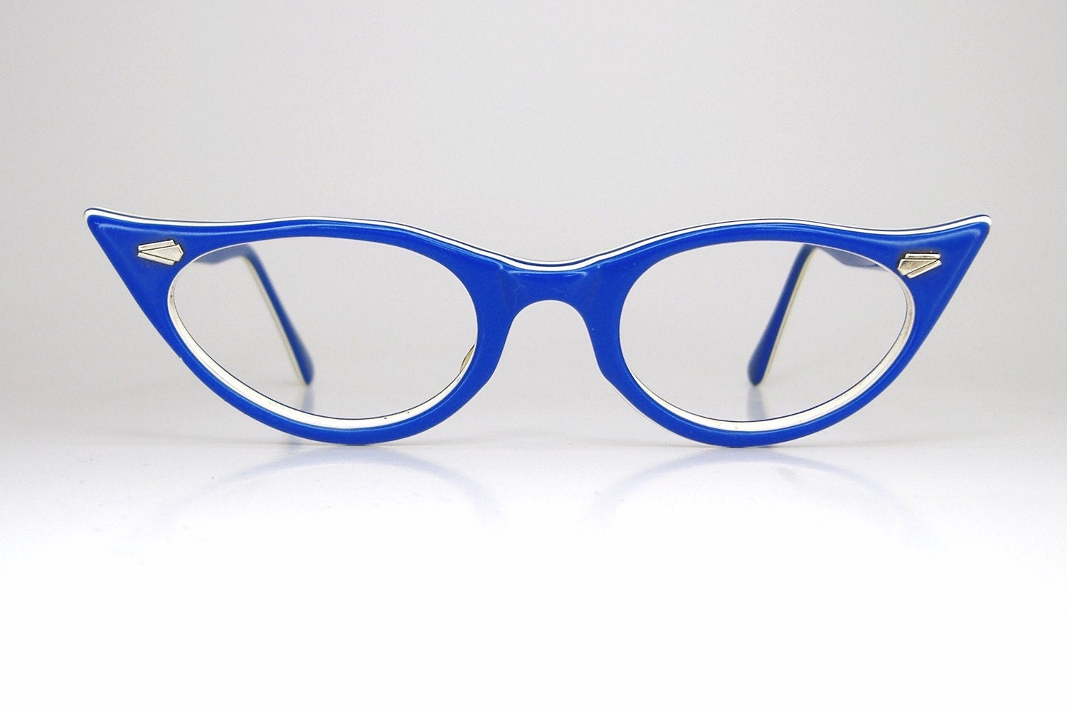 Vintage 50s Sapphire Blue Cat Eye Eyeglasses Frames