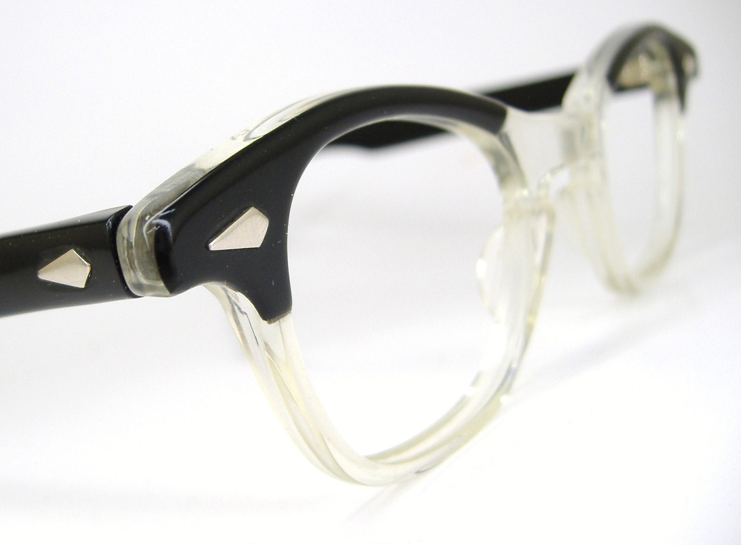 Vintage 50s Black Cat Eye Eyeglasses Frame Tart Optical  Never Worn