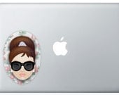 Audrey Hepburn, (Color) w. Floral Patter, Sticker