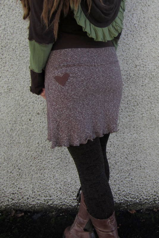 Chocolate Hearts Hemp Mini Skirt :Made to Order Sz. Sm Med Lg XL Eco Friendly Organic Cotton