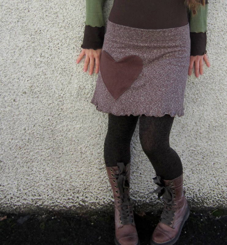 Chocolate Hearts Hemp Mini Skirt :Made to Order Sz. Sm Med Lg XL Eco Friendly Organic Cotton