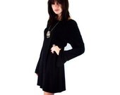 Vintage 1970s Boho Cutout Black Dress