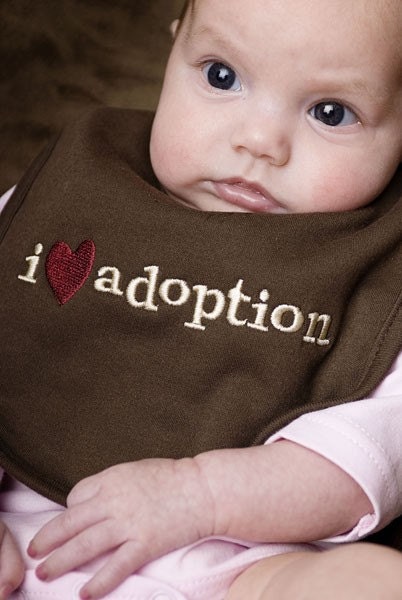 I Heart Adoption Bib, Adoption Gifts, Adoption Apparel, Placement Gifts, Birth Parent Gifts