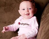0 to 3 Month I Heart Adoption Baby Pink Long-Sleeved Bodysuit, Adoption Apparel, Adoption Gifts, Baby Shower Gifts, Adoption Tee Shirt