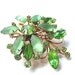 Rhinestone Brooch Vintage Peridot Jewelry Mint Green Art Glass Tiered Brooch, Free US Shipping