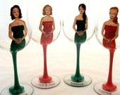 Custom Bridesmaid Gift (4) Bridal Party personalized Wine Glasses -Custom Caricatures Handpainted to their Likeness-Unique Gift