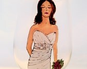 Bride Hand Painted Custom Wedding Wine Glass