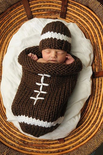 Knit Football Cocoon and Hat - Pattern