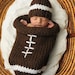 MADE TO ORDER - Knit Football Cocoon and 0-6 month hat