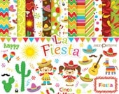 Fiesta clip art and digital paper pack DK004 instant download